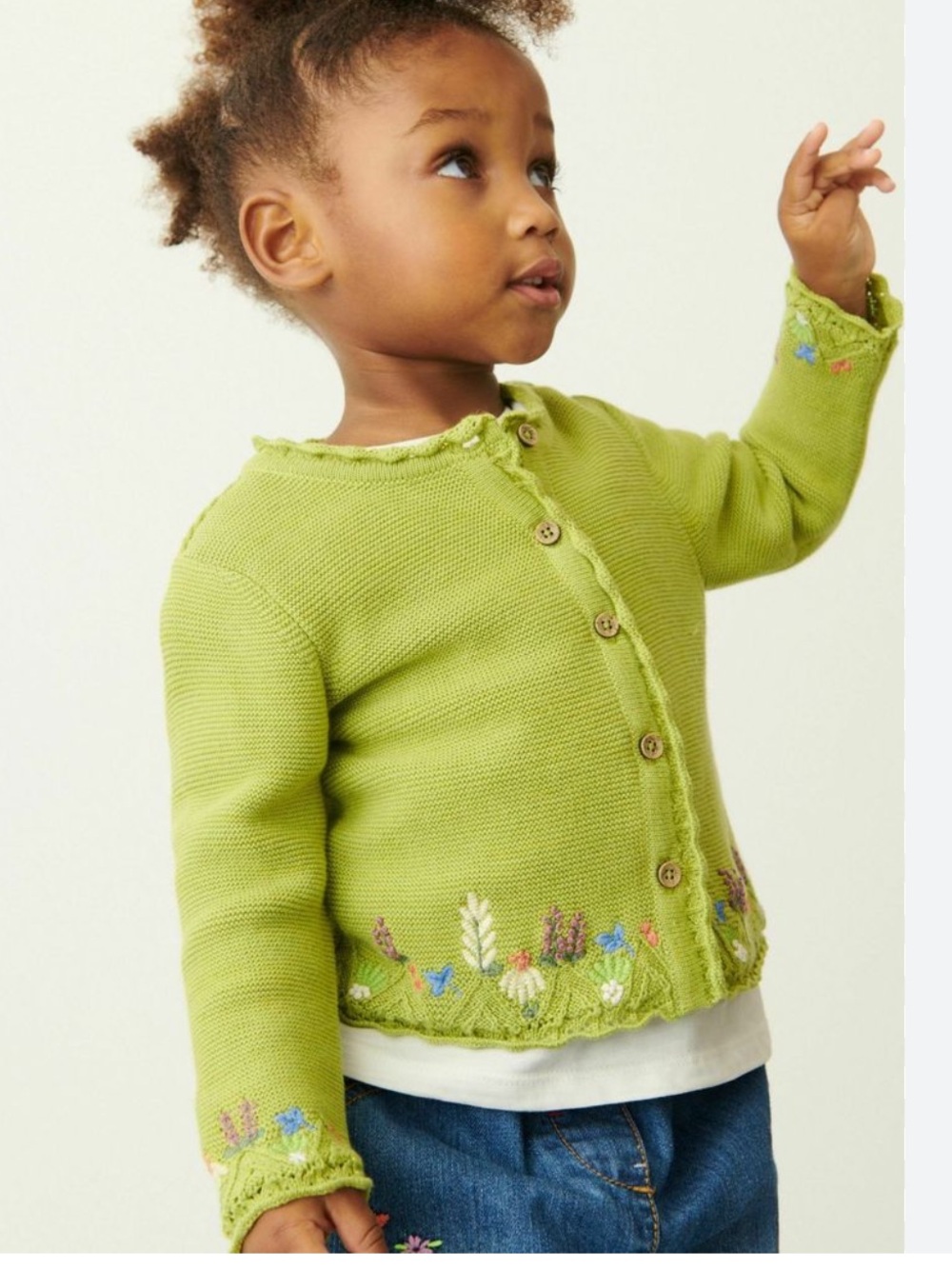 Next Floral Embroidered Cardigan Sweater Green